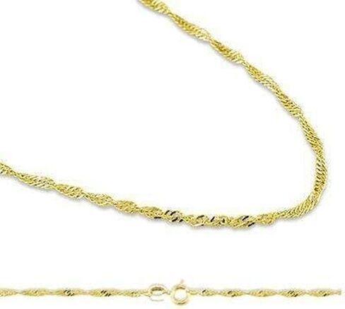 Sonia Jewels Solid 14k Yellow Gold Singapore Twist Chain Necklace 1.4mm 20 in Saudi Arabia