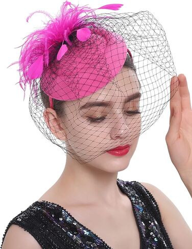الفاسناتور القبعات للنساء الحجاب ريشة قطع زينة مشبك شعر حفلة الشاي صندوق حبوب ديربي قبعة كنتاكي الزفاف زهرة شبكة in Kuwait