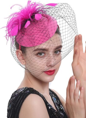 الفاسناتور القبعات للنساء الحجاب ريشة قطع زينة مشبك شعر حفلة الشاي صندوق حبوب ديربي قبعة كنتاكي الزفاف زهرة شبكة in Kuwait