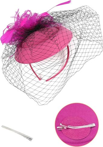 الفاسناتور القبعات للنساء الحجاب ريشة قطع زينة مشبك شعر حفلة الشاي صندوق حبوب ديربي قبعة كنتاكي الزفاف زهرة شبكة in Kuwait