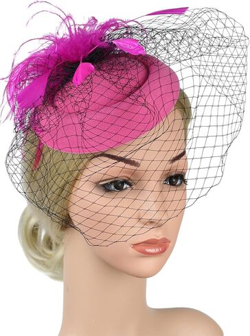 الفاسناتور القبعات للنساء الحجاب ريشة قطع زينة مشبك شعر حفلة الشاي صندوق حبوب ديربي قبعة كنتاكي الزفاف زهرة شبكة in Kuwait