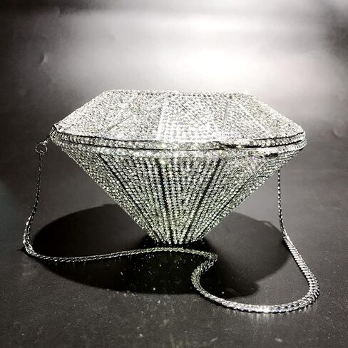 DEBIMY Rhinestone Evening Bag 3D Diamond Shape Crystal Clutch Purse for Wedding Formal Party in Saudi Arabia