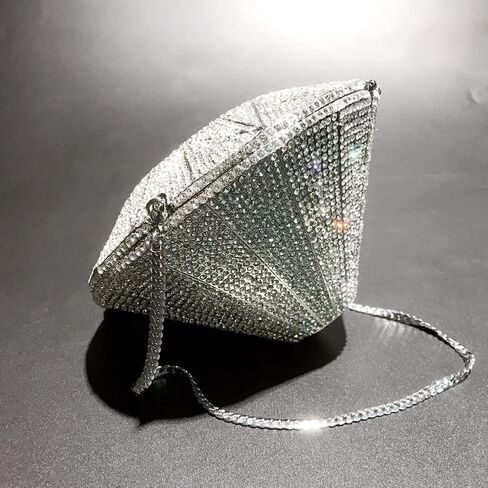 DEBIMY Rhinestone Evening Bag 3D Diamond Shape Crystal Clutch Purse for Wedding Formal Party in Saudi Arabia