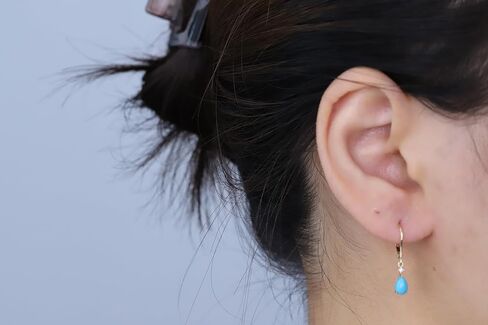 Gin & Grace 10K Yellow Gold Genuine Turquoise and Diamond (I1) Earring for Women., Metal Gemstone, Turquoise Diamond in Kuwait