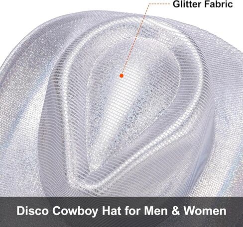 قبعة رعاة البقر LiuSuper Disco، قبعات رعاة البقر ذات الترتر اللامع للمهرجانات الموسيقية والحفلات وقبعة رعاة البقر وقبعات راعية البقر للنساء والرجال in Kuwait