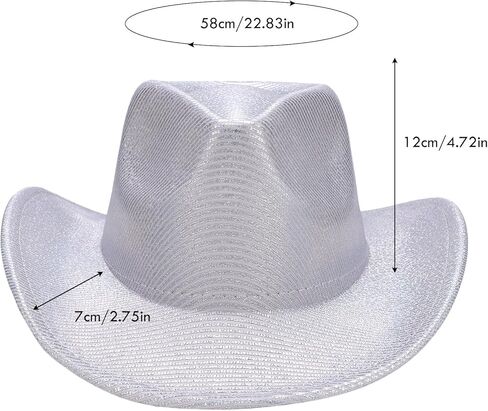 قبعة رعاة البقر LiuSuper Disco، قبعات رعاة البقر ذات الترتر اللامع للمهرجانات الموسيقية والحفلات وقبعة رعاة البقر وقبعات راعية البقر للنساء والرجال in Kuwait