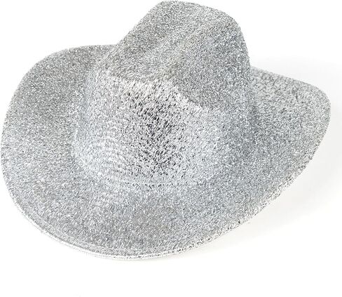 قبعة راعية البقر الفضية من HUDANHUWEI، قبعة رعاة البقر الغربية اللامعة لمهرجان الحفلات in Kuwait