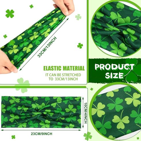 20 Pcs St. Patrick's Day Headbands Elastic Non Slip Hair Accessories Bulk Shamrock Pattern St. Patrick's Day Hairband for Women Girl in Kuwait