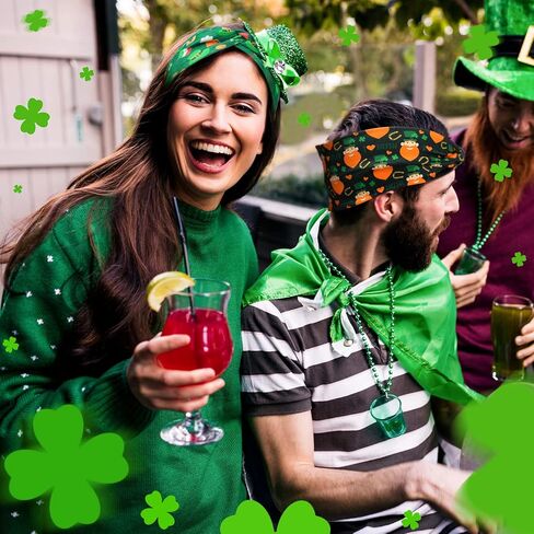 20 Pcs St. Patrick's Day Headbands Elastic Non Slip Hair Accessories Bulk Shamrock Pattern St. Patrick's Day Hairband for Women Girl in Kuwait