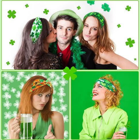 20 Pcs St. Patrick's Day Headbands Elastic Non Slip Hair Accessories Bulk Shamrock Pattern St. Patrick's Day Hairband for Women Girl in Kuwait