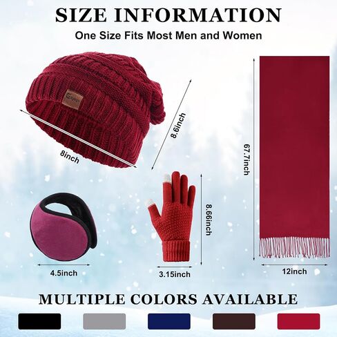 Geyoga 20 Pcs Winter Hat Scarf Gloves and Ear Warmer Set, Knit Beanie Hat Touch Screen Gloves Neck Scarves Ear Muffs Warm for Men Women Cold Weather in Saudi Arabia