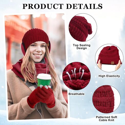 Geyoga 20 Pcs Winter Hat Scarf Gloves and Ear Warmer Set, Knit Beanie Hat Touch Screen Gloves Neck Scarves Ear Muffs Warm for Men Women Cold Weather in Saudi Arabia