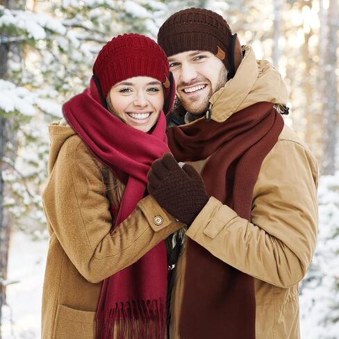 Geyoga 20 Pcs Winter Hat Scarf Gloves and Ear Warmer Set, Knit Beanie Hat Touch Screen Gloves Neck Scarves Ear Muffs Warm for Men Women Cold Weather in Saudi Arabia