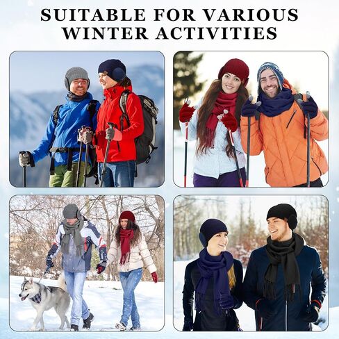 Geyoga 20 Pcs Winter Hat Scarf Gloves and Ear Warmer Set, Knit Beanie Hat Touch Screen Gloves Neck Scarves Ear Muffs Warm for Men Women Cold Weather in Saudi Arabia