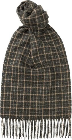 Glen Isla 100% Lambswool Scarf Plaid Robertson - Made In Britain, Black, 9.8 x 64.9 inches in Kuwait