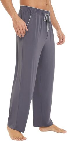 بنطال بيجامة رجالي من GYS - فسكوز مصنوع من الخيزران، بنطال مريح ناعم مع جيوب وجزء سفلي طويل للنوم in Kuwait