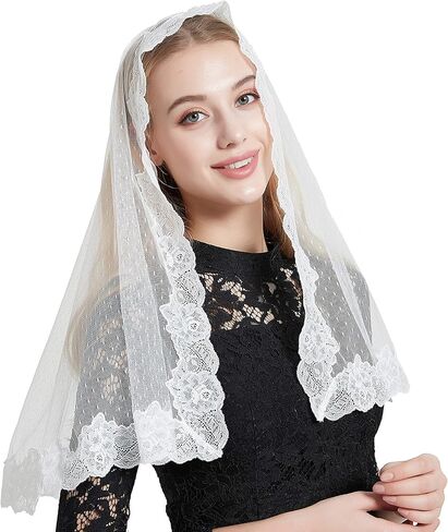 Lace Headcovering for Church Mass Veils Lace Chapel Mantilla Veil V80 in Saudi Arabia