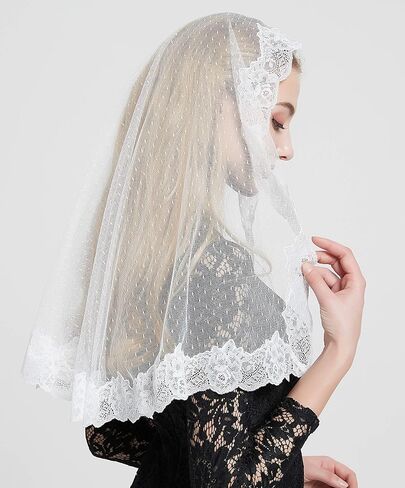 Lace Headcovering for Church Mass Veils Lace Chapel Mantilla Veil V80 in Saudi Arabia