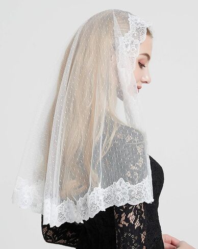 Lace Headcovering for Church Mass Veils Lace Chapel Mantilla Veil V80 in Saudi Arabia