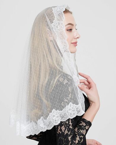 Lace Headcovering for Church Mass Veils Lace Chapel Mantilla Veil V80 in Saudi Arabia