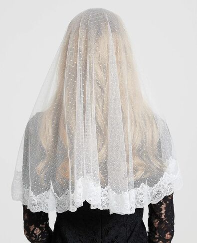 Lace Headcovering for Church Mass Veils Lace Chapel Mantilla Veil V80 in Saudi Arabia
