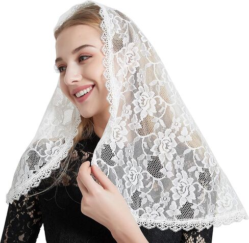 Lace Headcovering for Church Mass Veils Lace Chapel Mantilla Veil V80 in Saudi Arabia