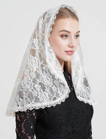 Lace Headcovering for Church Mass Veils Lace Chapel Mantilla Veil V80 in Saudi Arabia