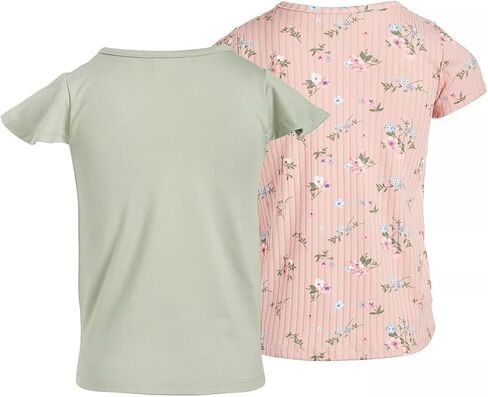 BTween Little Girls High Low Tie Front Top with Heart Motif and GWP Scrunchie Size 4, Pack of 2 Green, Green, 4 Years in Kuwait