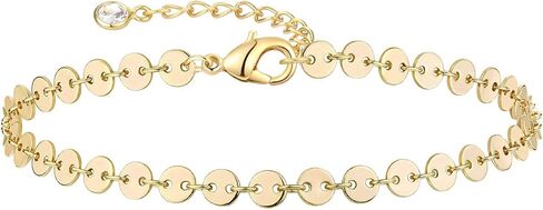 Dainty Layered Gold Chain Bracelet for Women 14K Gold Plated Handmade Adjustable Bracelet Satellite Beads Oval Mariner Figaro Link Chain Bracelets Minimalist Layering Stacking Jewelry Gift for Women in Saudi Arabia