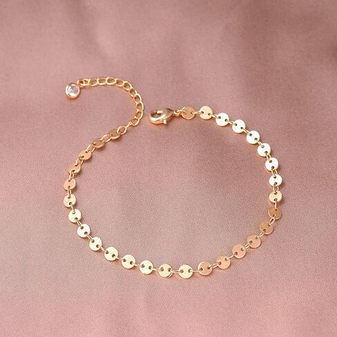 Dainty Layered Gold Chain Bracelet for Women 14K Gold Plated Handmade Adjustable Bracelet Satellite Beads Oval Mariner Figaro Link Chain Bracelets Minimalist Layering Stacking Jewelry Gift for Women in Saudi Arabia