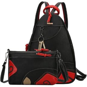 Eshow Small Backpack Purse for Women PU Leather Women's Backpack 2 Way Convertible Casual Backpacks Hobo Handbag-2 Pcs in Kuwait