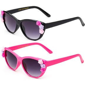 Kyra Kids Girls Toddlers Fashion Sunglasses Cateye Cute Sunglasses with Flowers UV Protection w/Pouch (0-5 YRS) in Saudi Arabia