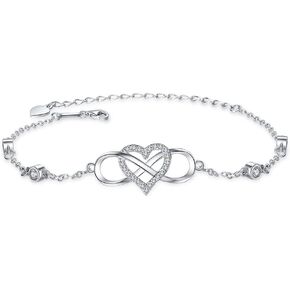 Nieboa S925 سوار الكاحل من الفضة الاسترليني للنساء، خلخال إنفينيتي مع تصميم قلب مجوهرات ساحرة هدية عيد الميلاد للنساء الأم in Kuwait