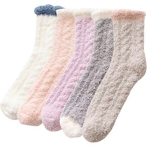 Lseaning 4-5 Pairs Women's Winter Socks Crew/Fuzzy Socks Cozy Comfy Warm Socks in Saudi Arabia