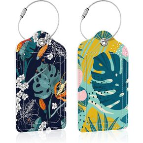 2 Pack Beach Shells Luggage Tag for Suitcase,Starfish PU Leather Suitcase Tags Identifiers with Privacy Name Address Labels and Steel Loop for Women Men Travel