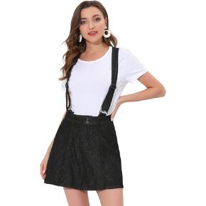 Allegra K Women's Denim A-Line Overall Adjustable Strap Braces Mini Suspender Skirt in Kuwait