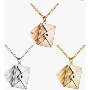 Love Envelope Pendant Necklace - Heart Seal Love Message Locket for Romantic Gestures - Yellow Gold Jewelry in Drawer Box for Gift Giving in Saudi Arabia