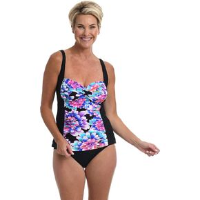 Over The Shoulder Shirred Tankini Swimsuit Top