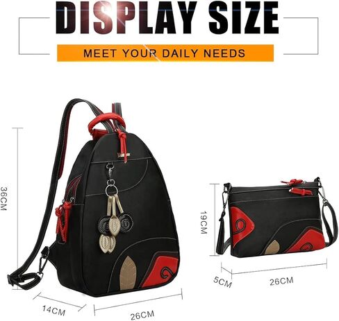 Eshow Small Backpack Purse for Women PU Leather Women's Backpack 2 Way Convertible Casual Backpacks Hobo Handbag-2 Pcs in Kuwait