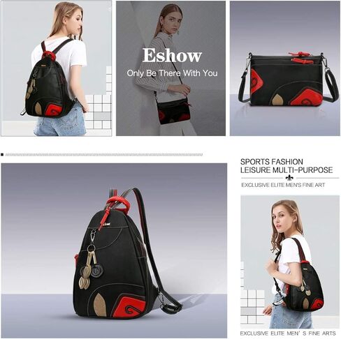 Eshow Small Backpack Purse for Women PU Leather Women's Backpack 2 Way Convertible Casual Backpacks Hobo Handbag-2 Pcs in Kuwait