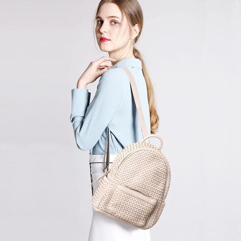 SHOMICO Woven Backpack for Women Trendy Daypacks Stylish Backpack Purse Women's Fashion Handbag for Travel Vacation (Small Camel Woven) in Saudi Arabia