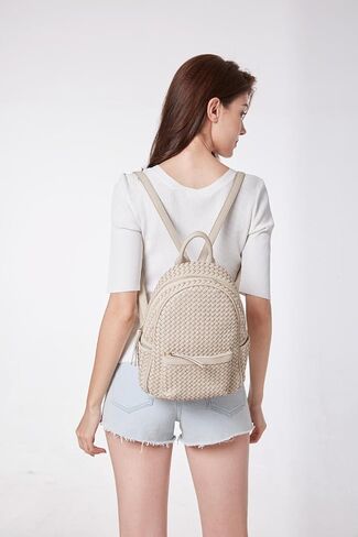 SHOMICO Woven Backpack for Women Trendy Daypacks Stylish Backpack Purse Women's Fashion Handbag for Travel Vacation (Small Camel Woven) in Saudi Arabia