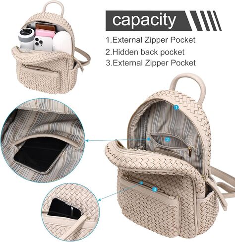 SHOMICO Woven Backpack for Women Trendy Daypacks Stylish Backpack Purse Women's Fashion Handbag for Travel Vacation (Small Camel Woven) in Saudi Arabia