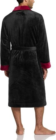 رداء CQR للرجال بياقة ناعمة من الصوف، رداء نوم على شكل شال، رداء حمام طويل مع جيوب أمامية in Kuwait