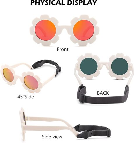 Pro Acme Baby Sunglasses Flexible Flower Shaped Polarized with Strap for Toddler Newborn Infant Age 0-24 Months in Kuwait