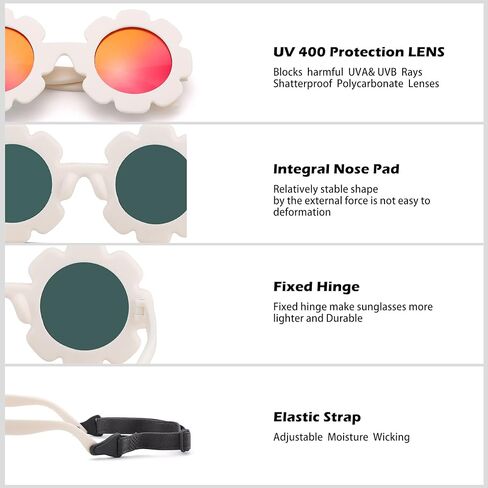 Pro Acme Baby Sunglasses Flexible Flower Shaped Polarized with Strap for Toddler Newborn Infant Age 0-24 Months in Kuwait