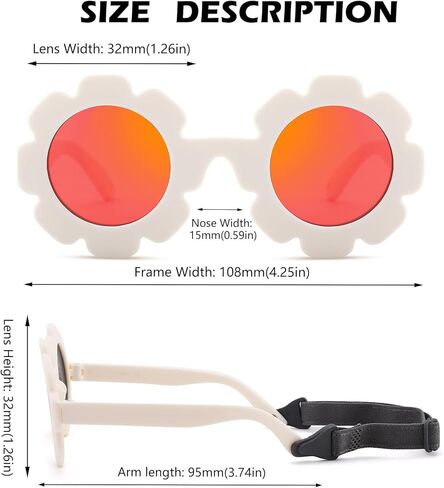 Pro Acme Baby Sunglasses Flexible Flower Shaped Polarized with Strap for Toddler Newborn Infant Age 0-24 Months in Kuwait