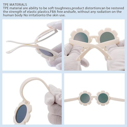 Pro Acme Baby Sunglasses Flexible Flower Shaped Polarized with Strap for Toddler Newborn Infant Age 0-24 Months in Kuwait