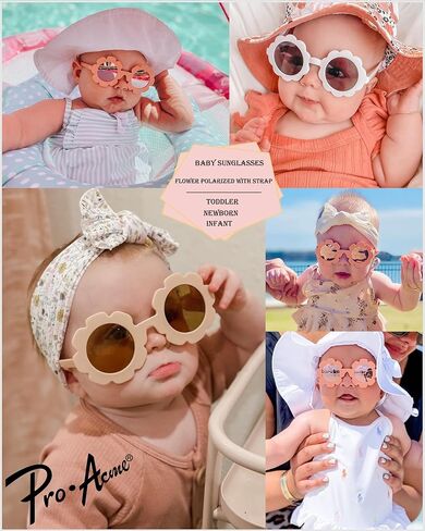 Pro Acme Baby Sunglasses Flexible Flower Shaped Polarized with Strap for Toddler Newborn Infant Age 0-24 Months in Kuwait