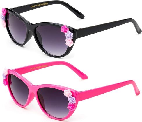 Kyra Kids Girls Toddlers Fashion Sunglasses Cateye Cute Sunglasses with Flowers UV Protection w/Pouch (0-5 YRS) in Saudi Arabia